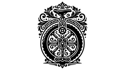 Highly ornate unicycle illustration with filigree frame. © christina