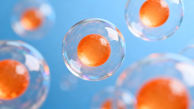 Cellular structure with orange nuclei