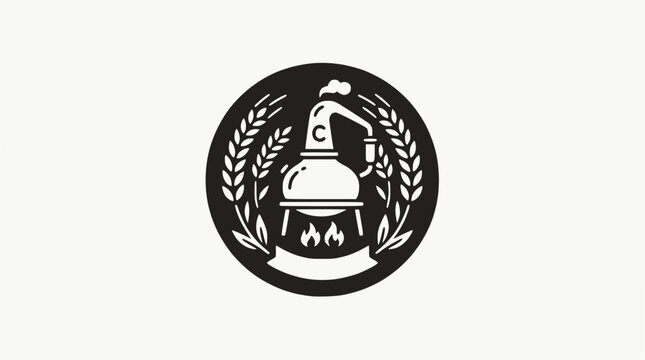 Grain-focused brewing icon with wheat wreath.