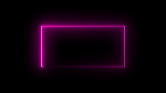 Neon pink glowing rectangular frame border with smooth animated light effect rectangle