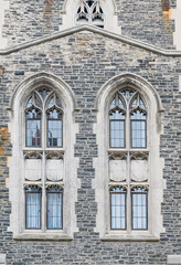 Fototapeta premium Heritage colonial windows in Burwash Hall, Toronto, Canada