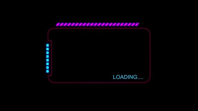 loading screen gamer aesthetics, futuristic technology concept, alpha channel supported, loading holographic card or pop up with progress bars, high tech, cyber space, hacking database, glowing alert