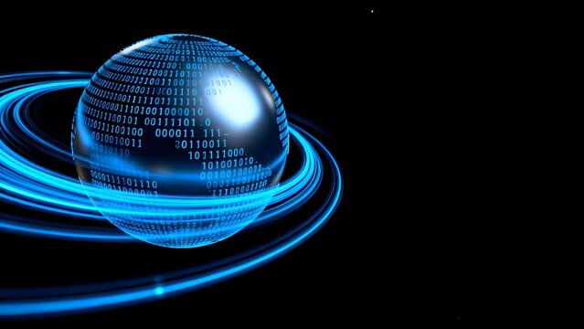 Digital globe with binary code