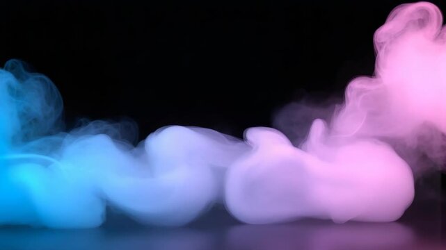 Ethereal smoke cloud in vibrant hues against dark backdrop.