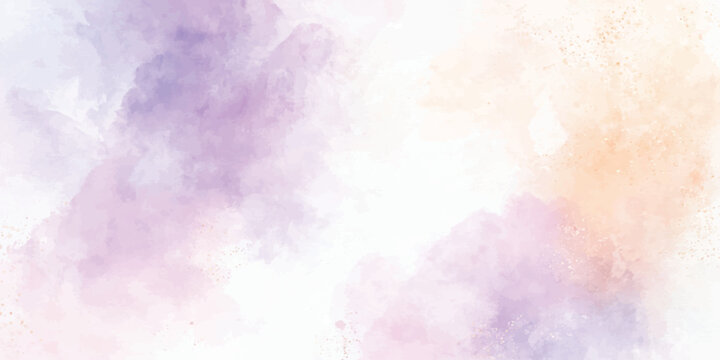 Abstract watercolor sky with fire colors smoke clouds and soft paint texture background