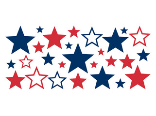 Fototapeta premium Red White and Blue Stars Pattern Background Independence Day Celebration Patriotic American Theme