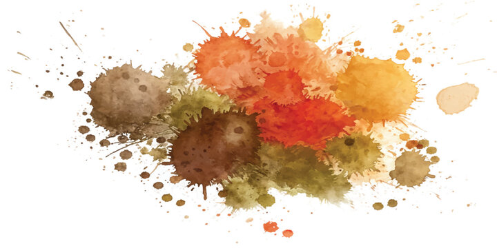 Colorful red and yellow paint and ink splashes grunge texture abstract illustration