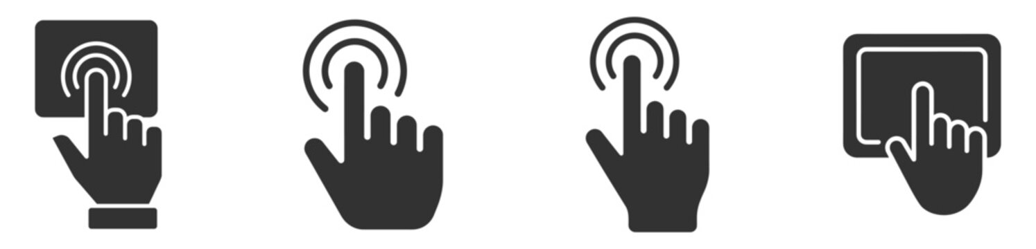 touchscreen hand icons set vector illustration on transparent background