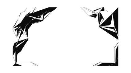 Obraz premium Abstract Geometric Shapes Border Design, Black and White Corner Elements