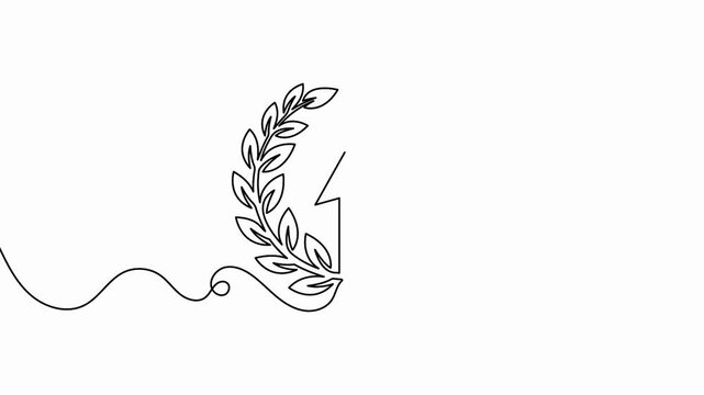 Laurel wreath with arrow continuous line drawing animation for business award and success concept