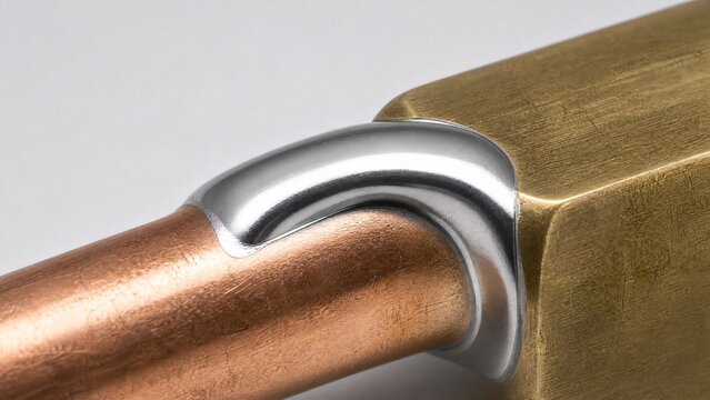 A smooth, silvery arc of solidified braze material on a metal joint.