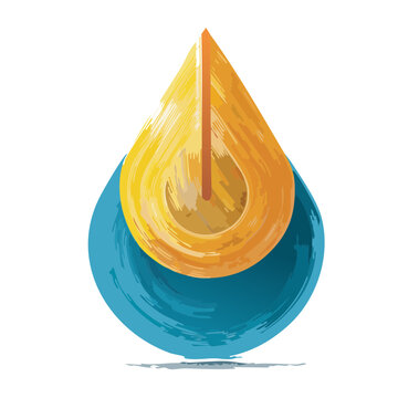 Watercolor flame on water drop illustration