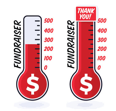  Fundraiser thermometer showing donation progress and success