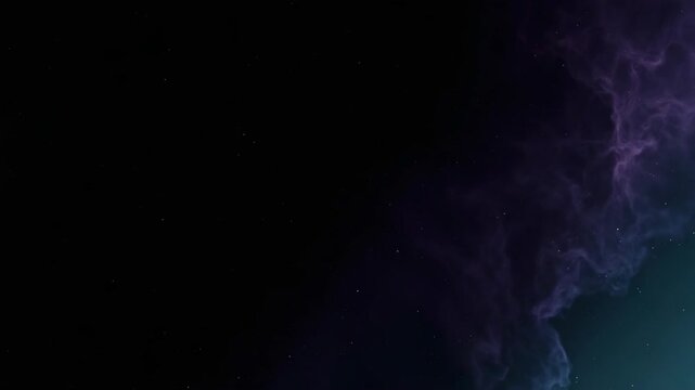 A vibrant cosmic scene featuring a nebula and distant stars against the night sky