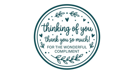 Obraz premium Decorative thinking of you and thank you badge.