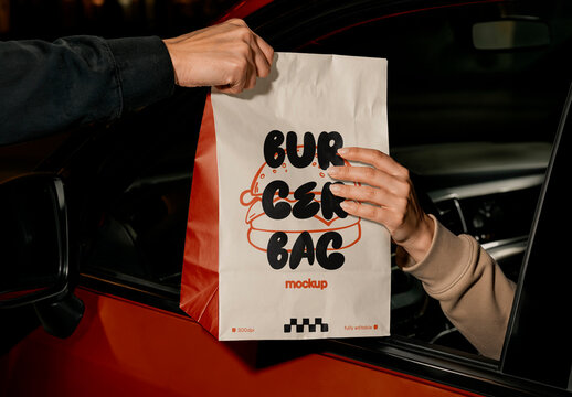 Drive Thru Paper Bag Mockup