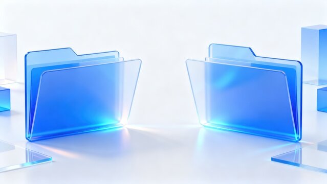 Blue transparent digital folders