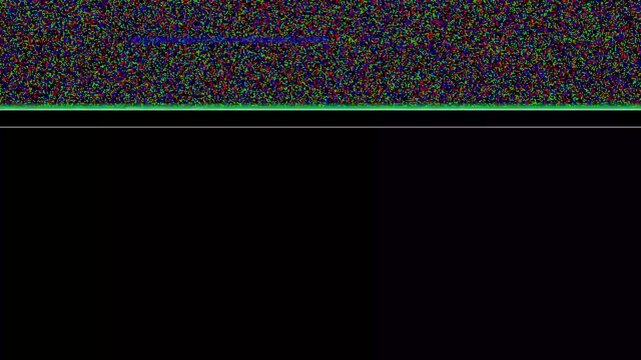 Colorful Digital Noise Glitch with Scan Band for Retro Broadcast Signal Corruption and Cinematic Data Error Overlay in Film Production