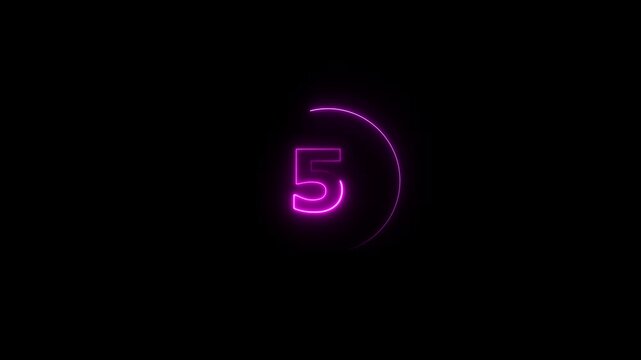 Glowing neon colorful 10 seconds countdown animation from 10 seconds to 10 seconds. 0  seconds. countdown timer on a black background. 4k video