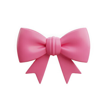 Cute pink ribbon bow icon for gift wrapping and holiday decoration