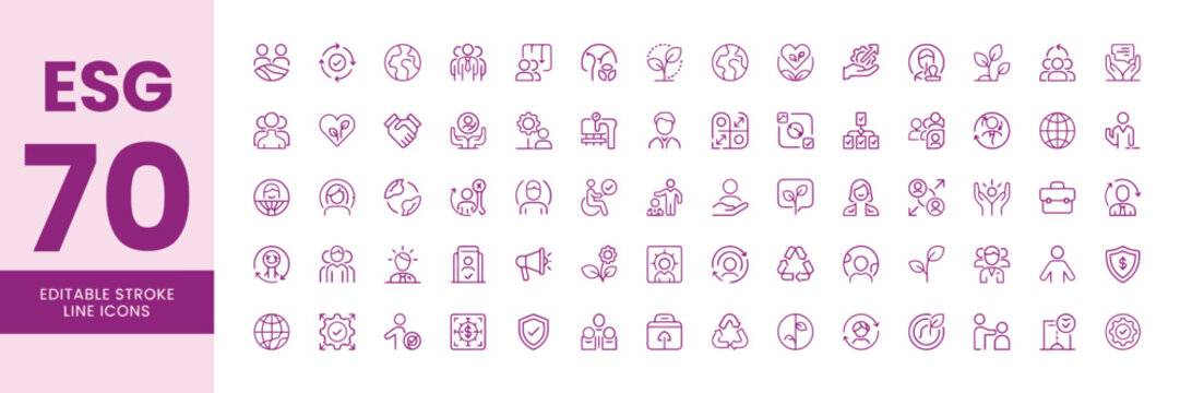 esg line icon pack editable stroke vector symbols