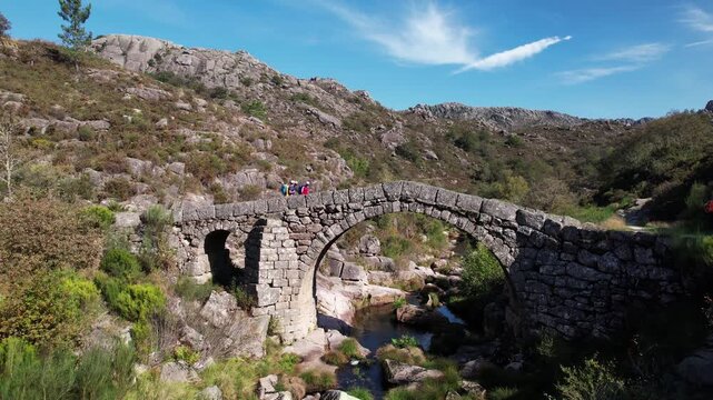 Stone Bridge on Stunning Nature Landscape. Cava da Velha, castro Laboreiro, Portugal