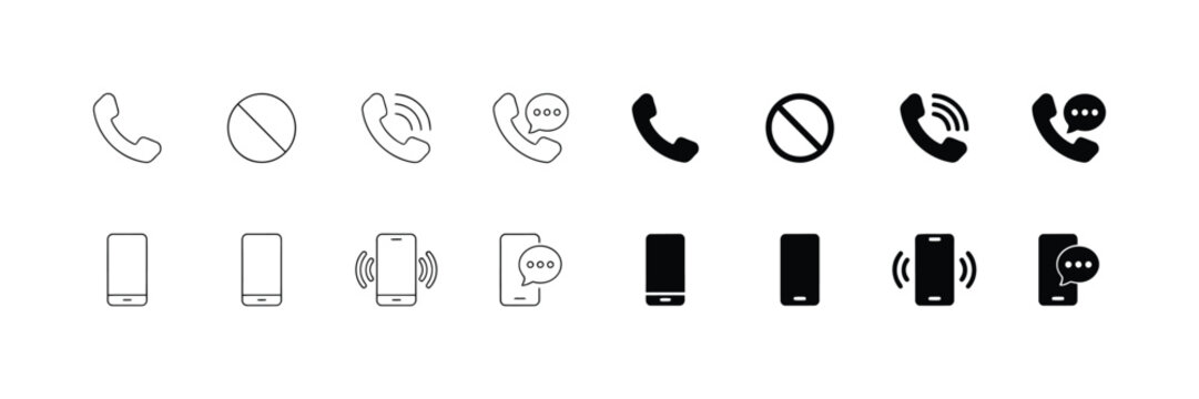 phone vector glyphs call chat notification and block