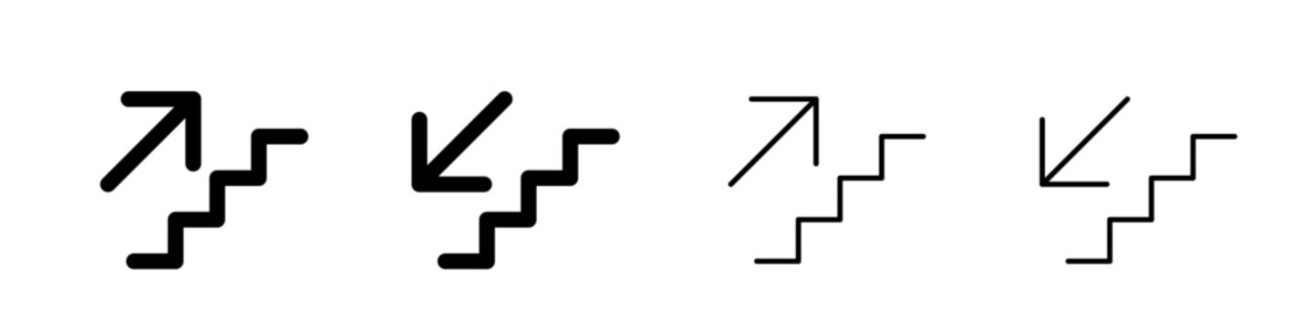 Stairs icon, staircase pictogram with up and down arrows