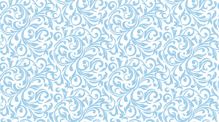 Fototapeta premium Light blue vintage floral pattern on white background, seamless vector illustration