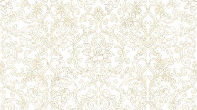 Elegant damask floral seamless pattern, vintage gold ornamental background vector illustration