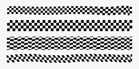 Checkered flag pattern collection black and white vector illustration © Roni