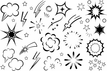 Comic Book Action Effects Collection Black Vector Illustration © Roni