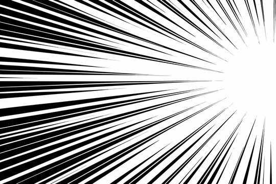 Radiating speed lines pattern black and white vector illustration