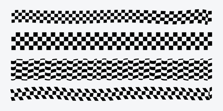 Checkered flag pattern collection black and white vector illustration