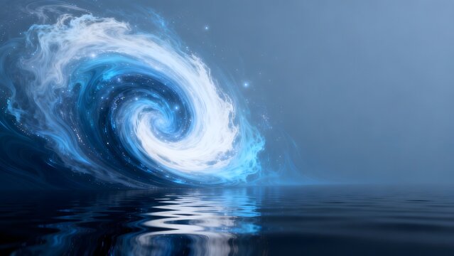 Spiral cosmic wave over water