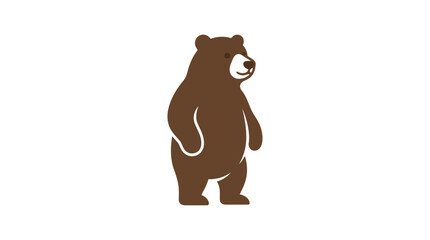 Simple brown bear character standing upright on white background. © mohamed