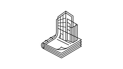 Fototapeta premium Abstract architectural sketch of a building structure, isometric view, clean lines