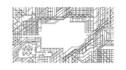 Obraz premium Abstract Geometric Network Structure with Office Space Illustration