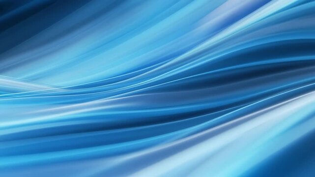Abstract blue flowing waves shown in smooth digital style on a light backdrop, concept of motion and energy