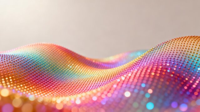 Colorful wave of glowing dots