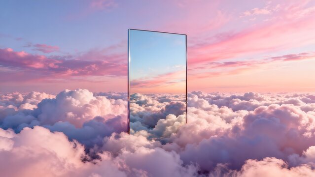 Mirror in the sky above clouds