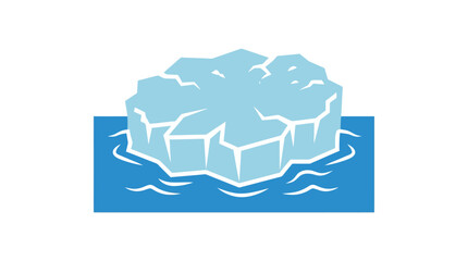 Iceberg floating in blue ocean water illustration. © flat