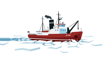 Ship breaking through arctic ice on the sea. © flat