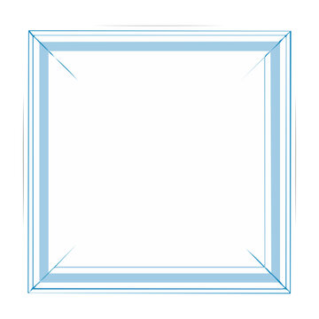 Wireframe Empty Cube Frame on White Background