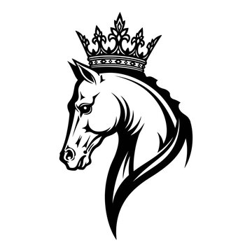 Black Horse Wearing Royal Crown.