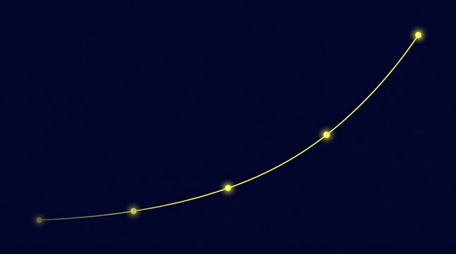 Glowing upward growth trend line chart