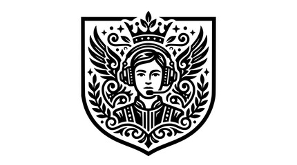 Obraz premium Heraldic interpreter crest with winged female figure.