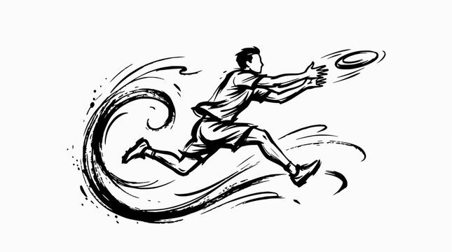 Ultimate frisbee player leaping to catch disc.