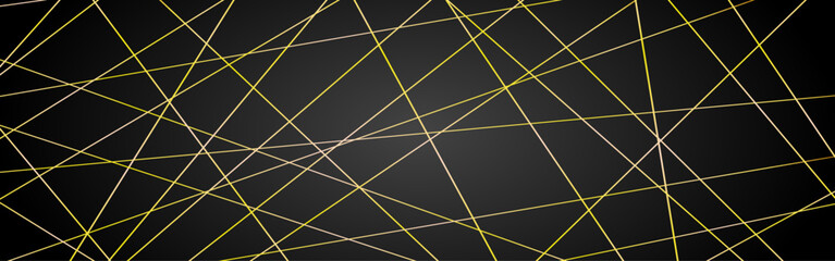 Abstract Yellow Glowing Intersecting Line Background on Black, Futuristic Geometric Network Grid with Dynamic Linear Technology Texture © Creative Design