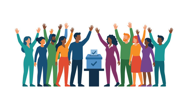 Diverse Group of People Celebrating Democracy and Voting